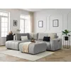 Image de Canapé d'angle L convertible coffre ARSENE tissu velours avec pouf gris clair angle gauche BOBOCHIC 4 places