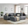 Image de Canapé d'angle L convertible coffre ARSENE tissu velours avec pouf gris foncé angle droit BOBOCHIC 4 places