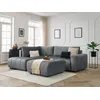 Image de Canapé d'angle L convertible coffre ARSENE tissu velours avec pouf gris foncé angle gauche BOBOCHIC 4 places