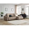 Image de Canapé d'angle réversible convertible coffre ARSENE tissu velours taupe BOBOCHIC 3 places