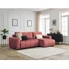 Image de Canapé d'angle réversible convertible coffre ARSENE tissu velours orange BOBOCHIC 3 places