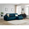 Image de Canapé d'angle réversible convertible coffre ARSENE tissu velours bleu BOBOCHIC 3 places