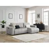 Image de Canapé d'angle réversible convertible coffre ARSENE tissu velours gris clair BOBOCHIC 3 places