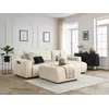 Image de Canapé d'angle réversible convertible coffre ARSENE tissu velours avec pouf beige BOBOCHIC 4 places