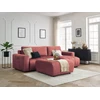Image de Canapé d'angle réversible convertible coffre ARSENE tissu velours avec pouf orange BOBOCHIC 4 places