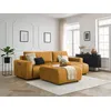 Image de Canapé d'angle réversible convertible coffre ARSENE tissu velours avec pouf jaune BOBOCHIC 4 places