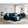 Image de Canapé d'angle réversible convertible coffre ARSENE tissu velours avec pouf bleu BOBOCHIC 4 places