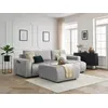 Image de Canapé d'angle réversible convertible coffre ARSENE tissu velours avec pouf gris clair BOBOCHIC 4 places