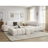 Image de Canapé d'angle fixe EVEREST tissu texturé avec pouf blanc angle droit BOBOCHIC 5 places