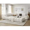 Image de Canapé d'angle fixe EVEREST tissu texturé avec pouf blanc angle gauche BOBOCHIC 5 places