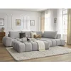 Image de Canapé d'angle fixe EVEREST tissu texturé avec pouf gris clair angle droit BOBOCHIC 5 places