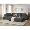 Image de Canapé d'angle fixe EVEREST tissu texturé avec pouf gris foncé angle gauche BOBOCHIC 5 places