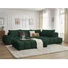 Image de Canapé d'angle fixe EVEREST tissu texturé avec pouf vert angle droit BOBOCHIC 5 places