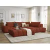 Image de Canapé d'angle fixe EVEREST tissu texturé avec pouf orange angle droit BOBOCHIC 5 places