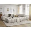Image de Canapé d'angle fixe EVEREST tissu texturé avec pouf beige angle droit BOBOCHIC 5 places