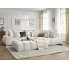 Image de Canapé d'angle fixe EVEREST tissu texturé avec pouf blanc angle droit BOBOCHIC 5 places
