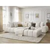 Image de Canapé d'angle fixe EVEREST tissu texturé avec pouf blanc angle gauche BOBOCHIC 5 places