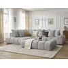 Image de Canapé d'angle fixe EVEREST tissu texturé avec pouf gris clair angle gauche BOBOCHIC 5 places