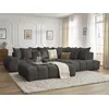 Image de Canapé d'angle fixe EVEREST tissu texturé avec pouf gris foncé angle droit BOBOCHIC 5 places