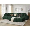 Image de Canapé d'angle fixe EVEREST tissu texturé avec pouf vert angle gauche BOBOCHIC 5 places