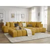Image de Canapé d'angle fixe EVEREST tissu texturé avec pouf jaune angle droit BOBOCHIC 5 places