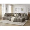 Image de Canapé d'angle fixe EVEREST tissu texturé avec pouf taupe angle gauche BOBOCHIC 5 places