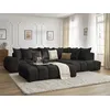 Image de Canapé d'angle fixe EVEREST tissu texturé avec pouf noir angle droit BOBOCHIC 5 places