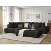 Image de Canapé d'angle fixe EVEREST tissu texturé avec pouf noir angle gauche BOBOCHIC 5 places