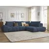 Image de Canapé d'angle fixe EVEREST tissu chiné bleu foncé angle droit BOBOCHIC 4 places