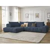 Image de Canapé d'angle fixe EVEREST tissu chiné bleu foncé angle gauche BOBOCHIC 4 places
