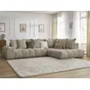 Image de Canapé d'angle fixe EVEREST tissu chiné taupe angle droit BOBOCHIC 4 places
