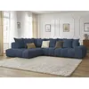 Image de Canapé d'angle fixe EVEREST tissu chiné bleu foncé angle gauche BOBOCHIC 4 places