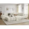 Image de Canapé d'angle fixe EVEREST tissu chiné avec pouf blanc angle droit BOBOCHIC 5 places