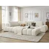 Image de Canapé d'angle fixe EVEREST tissu chiné avec pouf blanc angle gauche BOBOCHIC 5 places