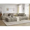 Image de Canapé d'angle fixe EVEREST tissu chiné avec pouf taupe angle droit BOBOCHIC 5 places