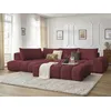 Image de Canapé d'angle fixe EVEREST tissu chiné avec pouf rouge angle gauche BOBOCHIC 5 places