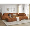 Image de Canapé d'angle fixe EVEREST tissu chiné avec pouf orange angle droit BOBOCHIC 5 places
