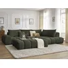 Image de Canapé d'angle fixe EVEREST tissu chiné avec pouf vert angle droit BOBOCHIC 5 places