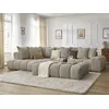 Image de Canapé d'angle fixe EVEREST tissu chiné avec pouf taupe angle gauche BOBOCHIC 5 places
