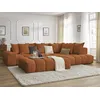 Image de Canapé d'angle fixe EVEREST tissu chiné avec pouf orange angle droit BOBOCHIC 5 places