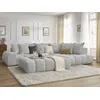 Image de Canapé d'angle fixe EVEREST tissu chiné avec pouf gris clair angle droit BOBOCHIC 5 places