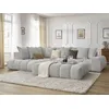 Image de Canapé d'angle fixe EVEREST tissu chiné avec pouf gris clair angle gauche BOBOCHIC 5 places