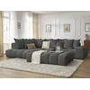 Image de Canapé d'angle fixe EVEREST tissu chiné avec pouf gris foncé angle gauche BOBOCHIC 5 places