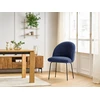 Image de Chaise LALIE tissu texturé et pieds métal noir bleu foncé BOBOCHIC