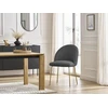 Image de Chaise LALIE tissu velours côtelé et pieds métal or gris foncé BOBOCHIC