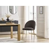 Image de Chaise LALIE tissu velours côtelé et pieds métal or taupe BOBOCHIC