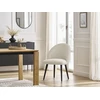 Image de Chaise LALIE tissu velours côtelé et pieds scandinaves noirs beige BOBOCHIC