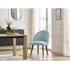 Image de Chaise LALIE tissu velours côtelé et pieds scandinaves noirs bleu clair BOBOCHIC