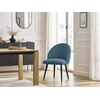 Image de Chaise LALIE tissu velours côtelé et pieds scandinaves noirs bleu foncé BOBOCHIC