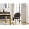 Image de Chaise LALIE tissu velours côtelé et pieds scandinaves noirs taupe BOBOCHIC
